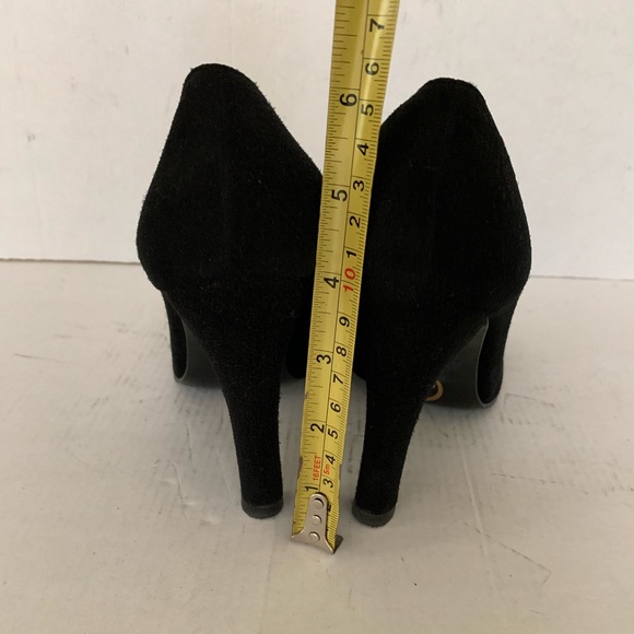 Black real suede shoes with big suede shoe bow comfy block heels Eur 40 US 10 - Picture 5 of 7